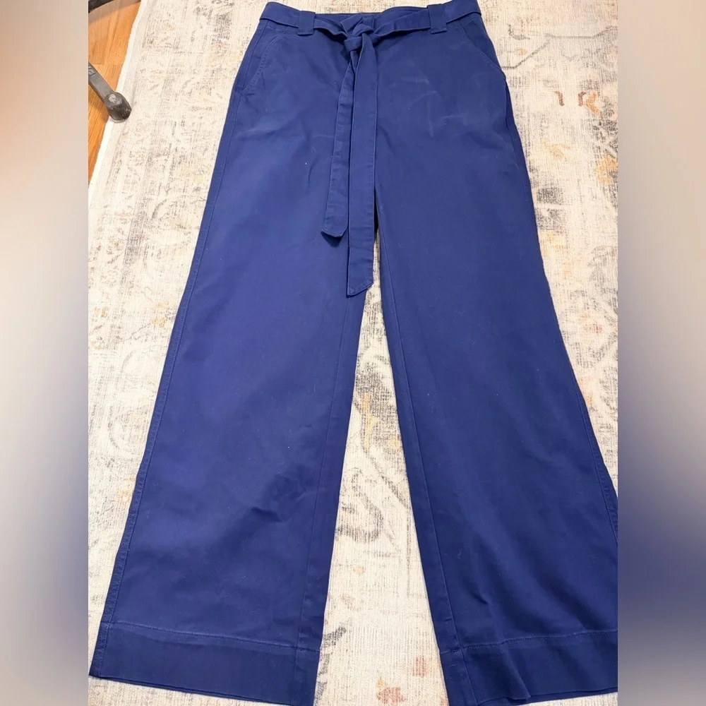 J. Crew navy khakis with belt wide legs size 4 NWT